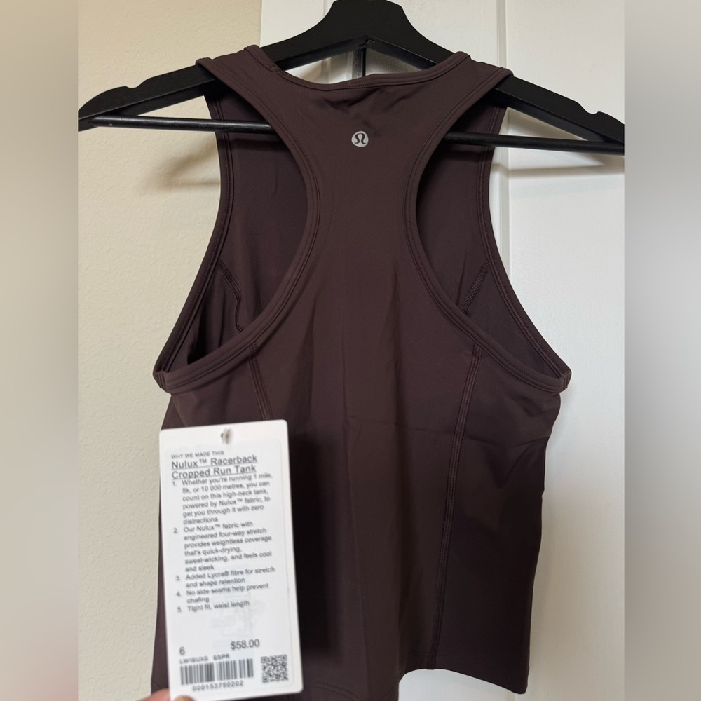 Lululemon Nulux Racerback Cropped Run Tank